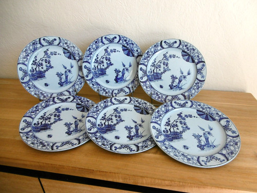 Six assiettes plates faience - six,