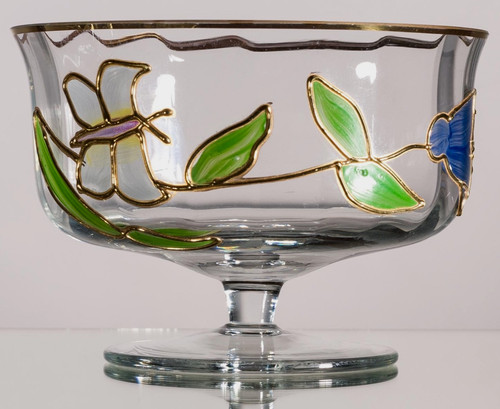 Coupe verre soufflé - verre, ÉmaillÉ