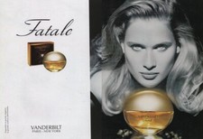 Publicité papier Parfum. Perfume ad. GLORIA VANDERBILT Fatale 2002 double page