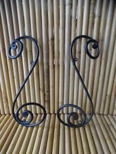 rare x2 patères porte manteau mural design fer forgé torsadé rétro vintage