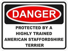 Américain Staffordshire Danger Autocollant / Haut Résolution Vinyle Étanche