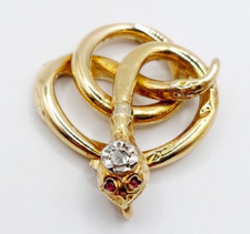 Pendentif antique or 18k serpent diamant taille rose et rubis (circa 1900)