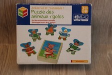 Puzzle en bois - animaux rigolos - jeu d'éveil + 2 ans