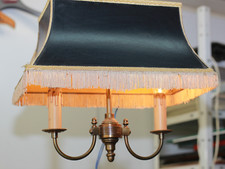 Lustre suspension à deux lumières monture laiton