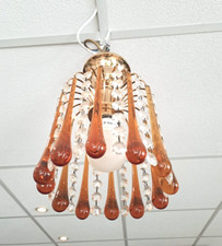 4 suspensions lustre ancien à 12 pampilles verre de  Murano Années 60 - 70