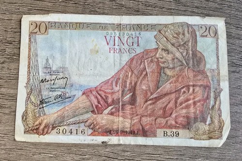1942 banque france vingt 20 - banque,