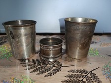 Lot 2 Gobelet timbale 1 Rond argent massif décor  poinçon minerve  19ème 