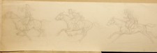Eugène Péchaubès (1890-1967) Att à. Dessin Frise de Cavaliers à Cheval 75x11cm