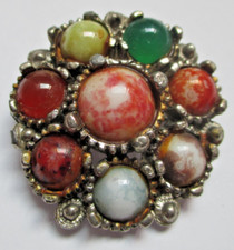 Ancien pendentif CELTIQUE couleur argent pierres naturelles bijou vintage 362