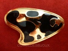 Broche "Forme Bouclier Lave Lampe" doré style 60/70's - Bijoux Vintage Sphinx