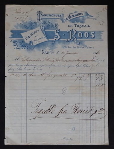 Facture nancy 1910 - facture, manufacture