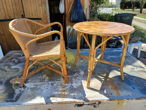 Table fauteuil enfant bambou - table,