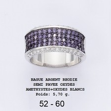 Bague Rhodié T54 Semi Pavé