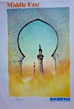 Middle East Sabena Affiche Originale de Bergman Robert 1988 Compagnie Aérienne