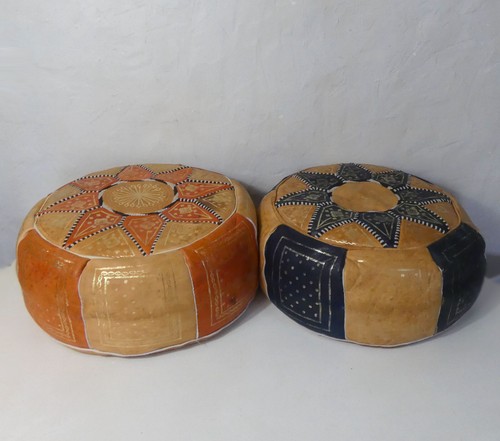 Poufs marocains cuir - 2,