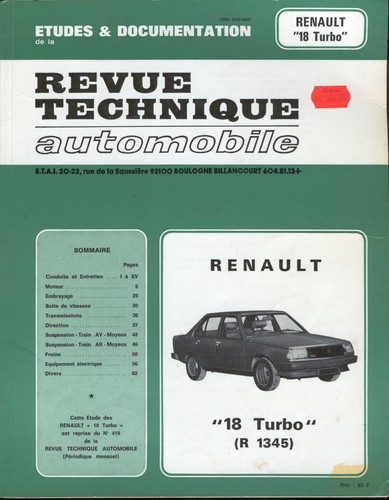 Revue technique rta - revue, turbo