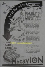 PUBLICITE ORIGINALE DE 1934 MECAVION AVION HYDRAVION JOUET CONSTRUCTION JEU AD