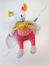 Peluche/Doudou Hochet Mademoiselle Et Ribambelle Souris Rose 18cm  - Moulin Roty