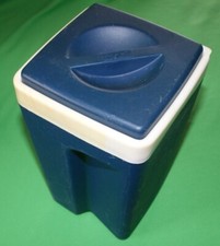 Boite Isotherme à glaçons Publicité MOBIL bleu blanc - hauteur 24 cm - VINTAGE