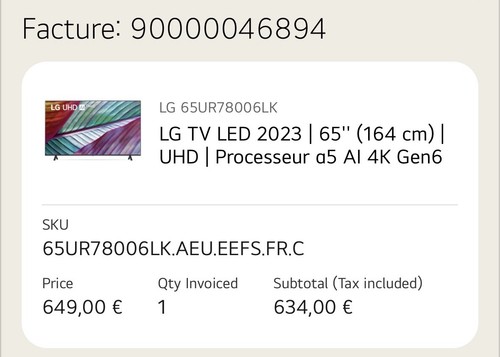 Téléviseur pouces 4k - lg, 65