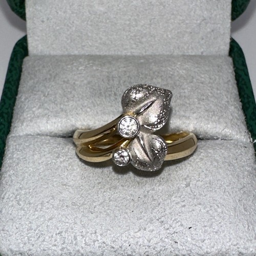 Bague florale diamant or - en,