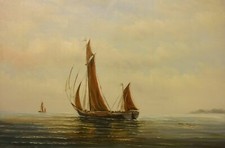 paysage marin bateau  peinture