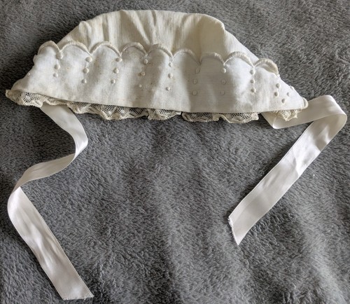Ancien bonnet bapteme coton - bonnet,