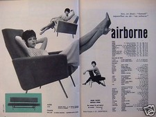PUBLICITÉ 1959 FAUTEUIL AIRBORNE TISSUS PATIFET MATELAS EPEDA - ADVERTISING