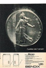 PUBLICITE ADVERTISING    1963   BENDIX   machine à laver mini max