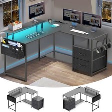 ureau Gaming en Forme L-120x120x75CM-Bureau d'angle avec Étagères-Avec Support