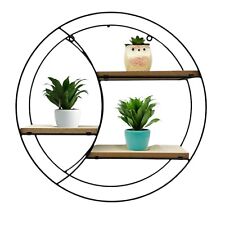 ÉTAGÈRE MENSOLE MURALE RONDE EN MÉTAL PLATEAUX EN BOIS BIBLIOTHÈQUE MENSOLES