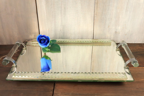 Ancien plateau verre miroir - plateau,