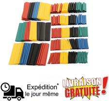 Kit 328 Pièces de Gaines Thermo rétractable, Isolation Electrique, Tube de Câble