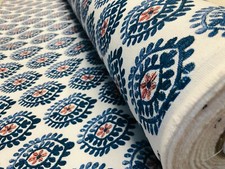 Tissu d'ameublement floral aztèque espagnol fleur diamant 140 cm de large ble...