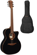 GUITARE ELECTRO  AUDITORIUM PAN COUPE NOIRE LAG TRAMONTANE T118ACE-BLK + HOUSSE
