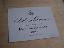 étiquette vin chateau giscours 1923 Margaux grand cru classéwine label