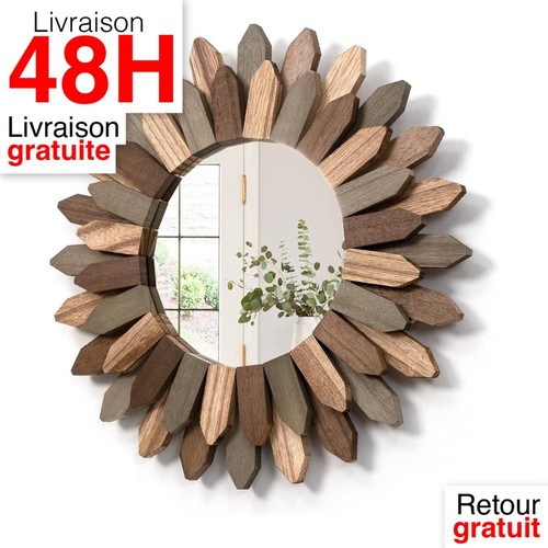 Miroir mural rond bohème - miroir, 30