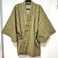 Veste verte Samue Hanten style kimono de travail japonais avec détails