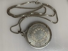 Pièce de monnaie 50 francs en argent massif monté en collier pendentif