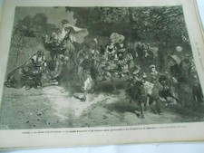 Gravure 1872 - Au Jardin