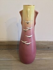 Vase Faïence Fives - Lille  D 1231 Motif Oiseaux En Vol  Grues Oies Sauvages