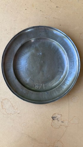 Ancien plat assiette étain - assiette,