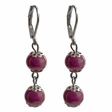 boucles d'oreilles dormeuse 2 boules verre opaque Violettes OU Orange fluo