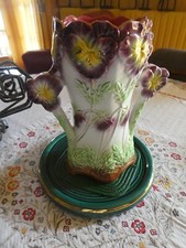 VASE PENSEES BARBOTINE ONNAING ART NOUVEAU