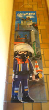 rare ancienne grande bannière banderole store tissu plv playmobil pompier