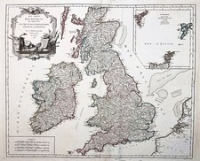 Carte D'Angleterre, D'Écosse, D'Irlande, Vaugondy 1754