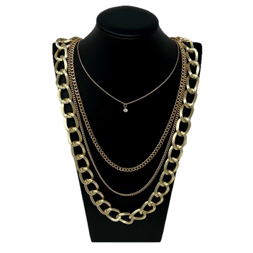Collier long chaîne - chaîne, multifil