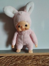 Peluche lapin rose blanc style kiki 17 cm vintage 