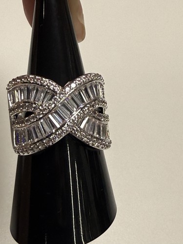 Rhodium plated baguette cz - rhodium,