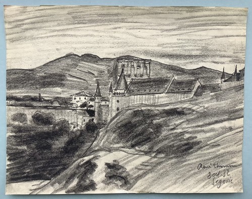 Dessin ancien original fusain - dessin,